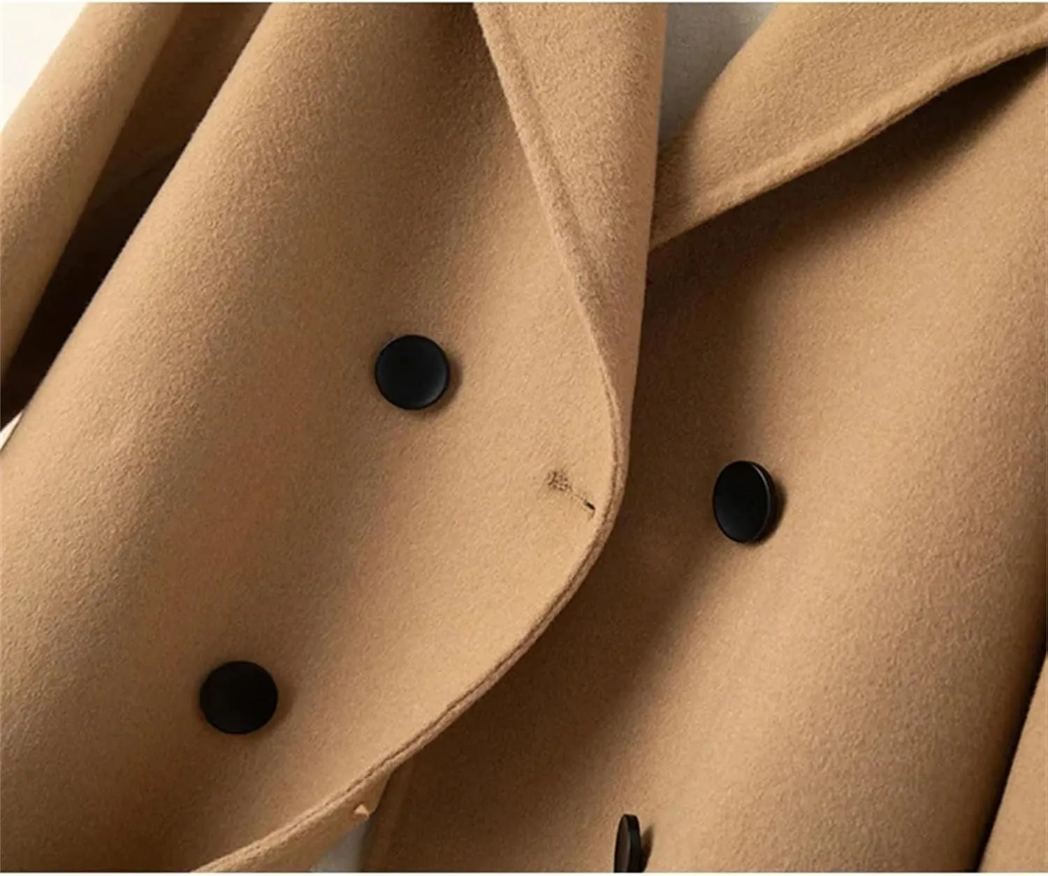 Women's Woolen Coat Turn-Down Collar Short Wool Coat For Female Thicken Trench Coat With Pockets