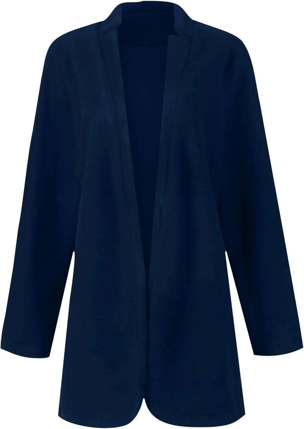 Wool Coats for Women Casual Notch Lapel Open Front Cardigan Outwear Mid Length Solid Color Pea Trench Coat 2023