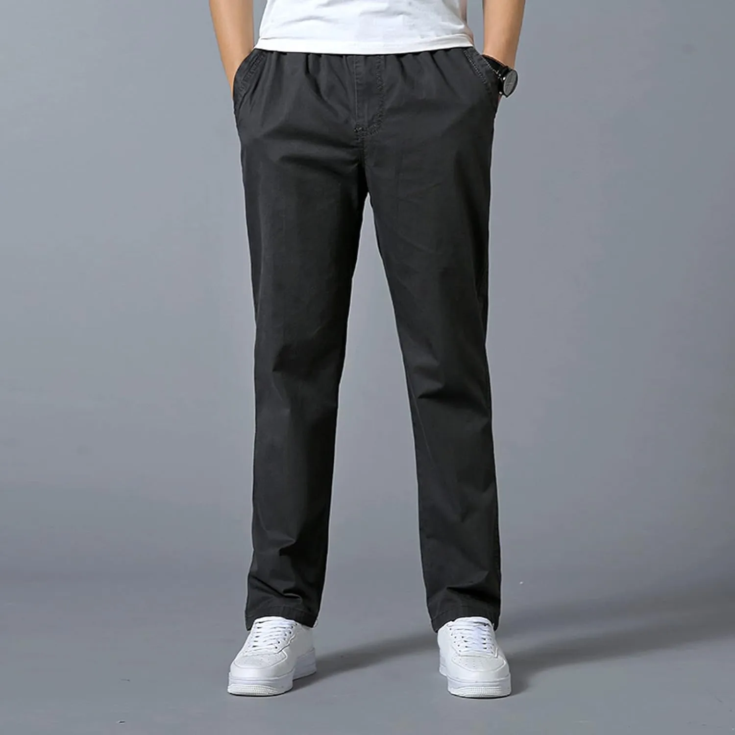 Work Cargo Pants for Men Fashion Elastic Waist Plus Size Cargo Pants Casual Baggy Cotton Athletic Wear with Pockets