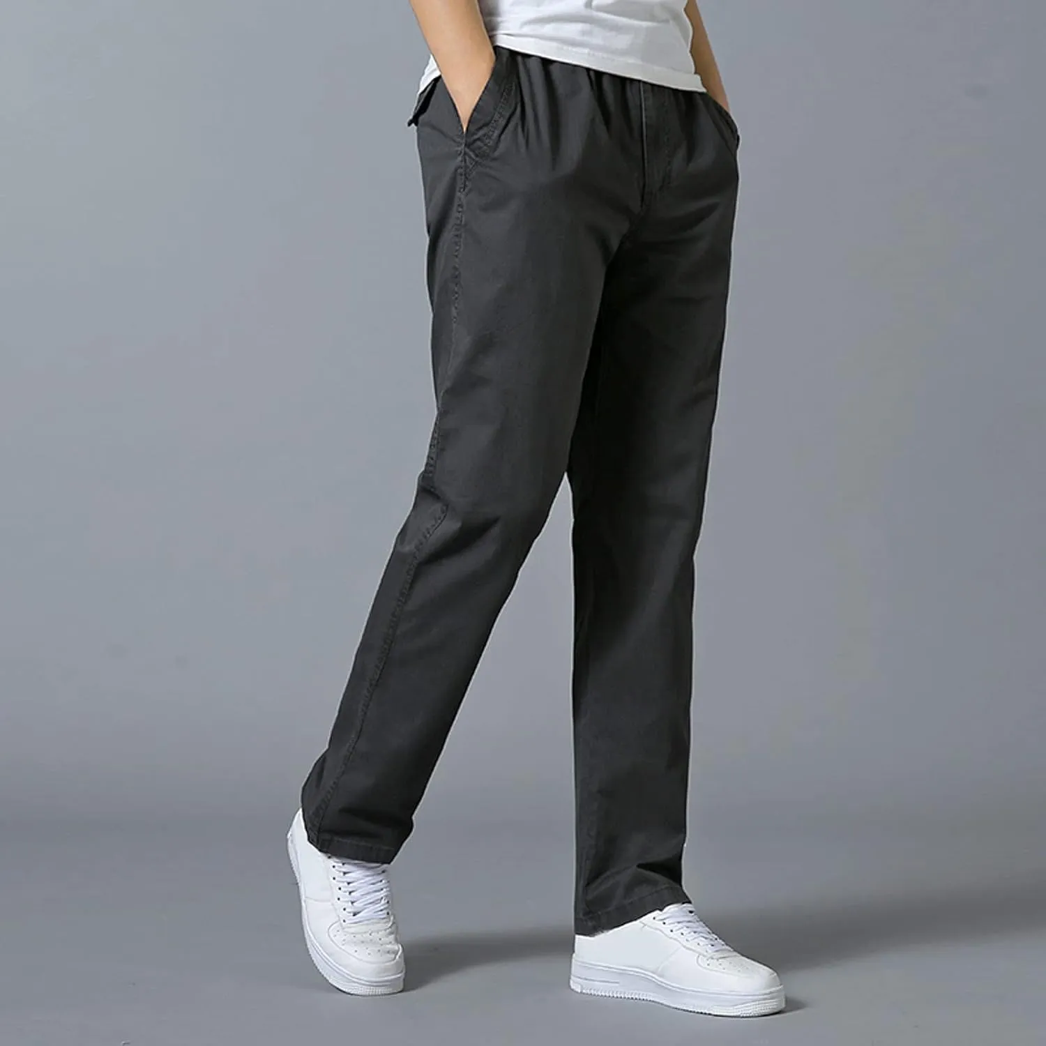 Work Cargo Pants for Men Fashion Elastic Waist Plus Size Cargo Pants Casual Baggy Cotton Athletic Wear with Pockets