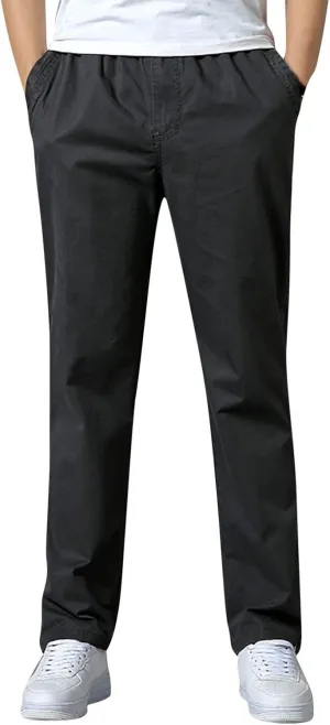 Work Cargo Pants for Men Fashion Elastic Waist Plus Size Cargo Pants Casual Baggy Cotton Athletic Wear with Pockets