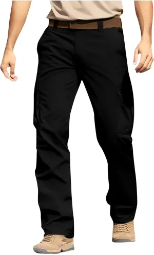 Work Pants for Men Elastic Waist Baggy Cargo Pants Relaxed Fit Outdoor Rip Stop Tactical Travel Fishing Hiking Pants