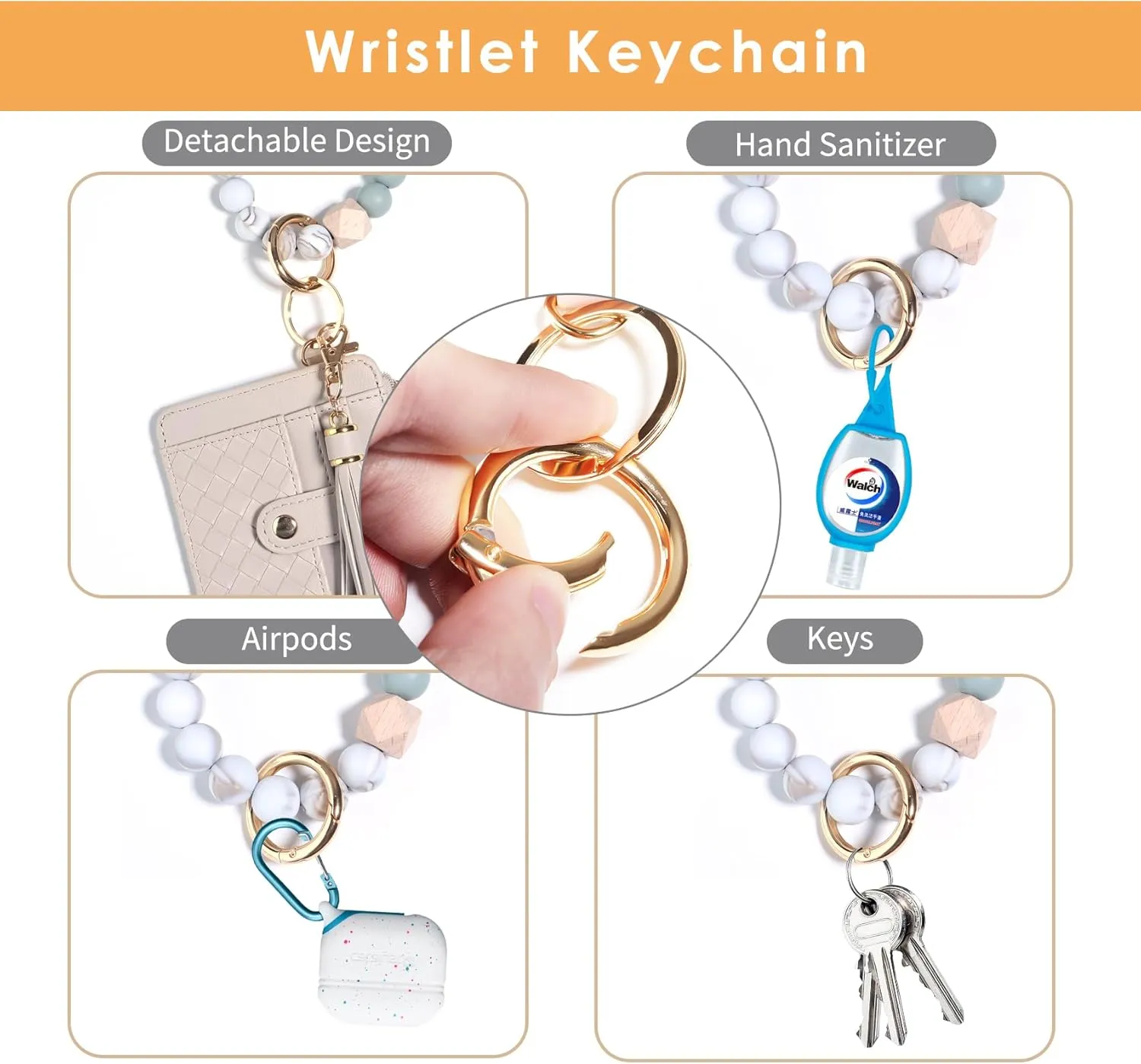 Wristlet Keychain Bracelet with Card Cases Pocket Wallet Credit Card Holder Purse Tassel Keychain for Women