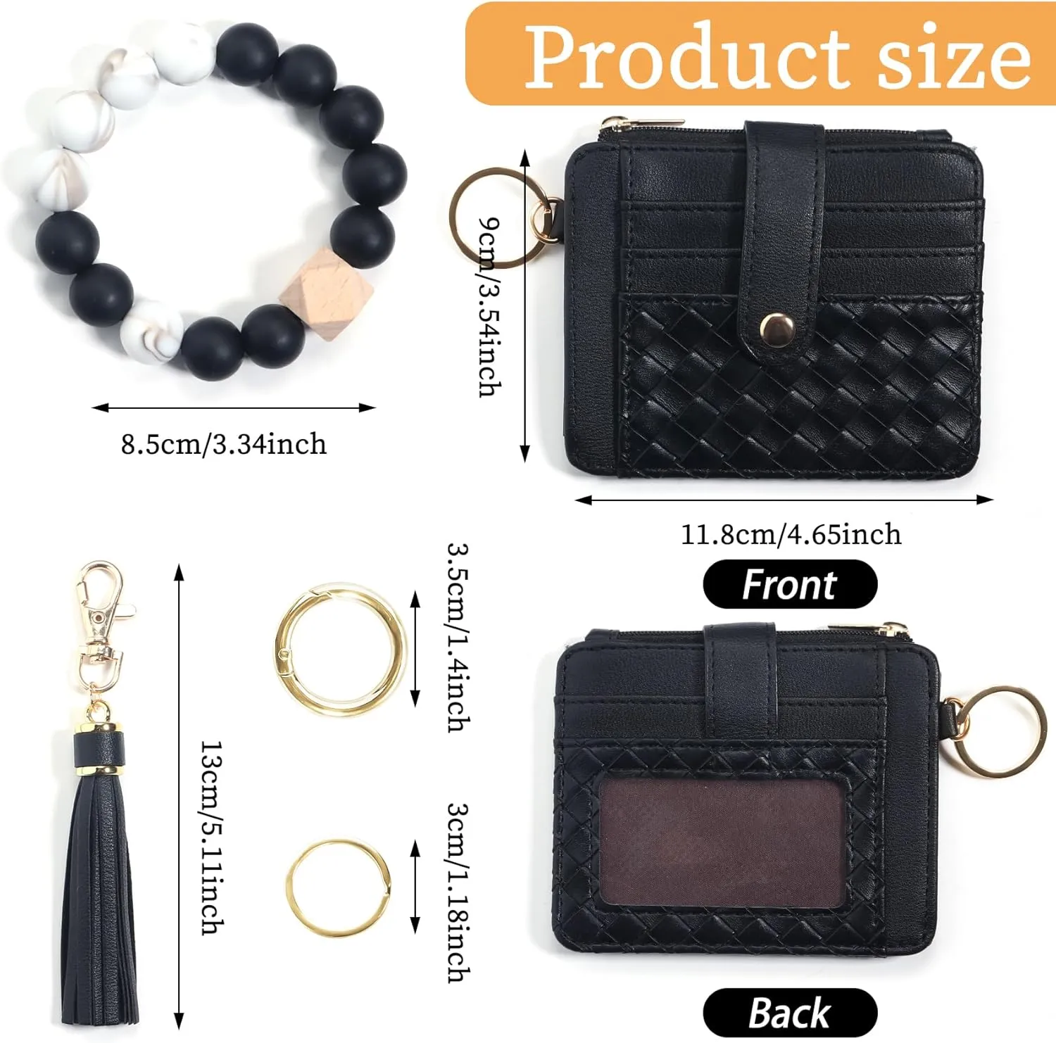 Wristlet Keychain Bracelet with Card Cases Pocket Wallet Credit Card Holder Purse Tassel Keychain for Women