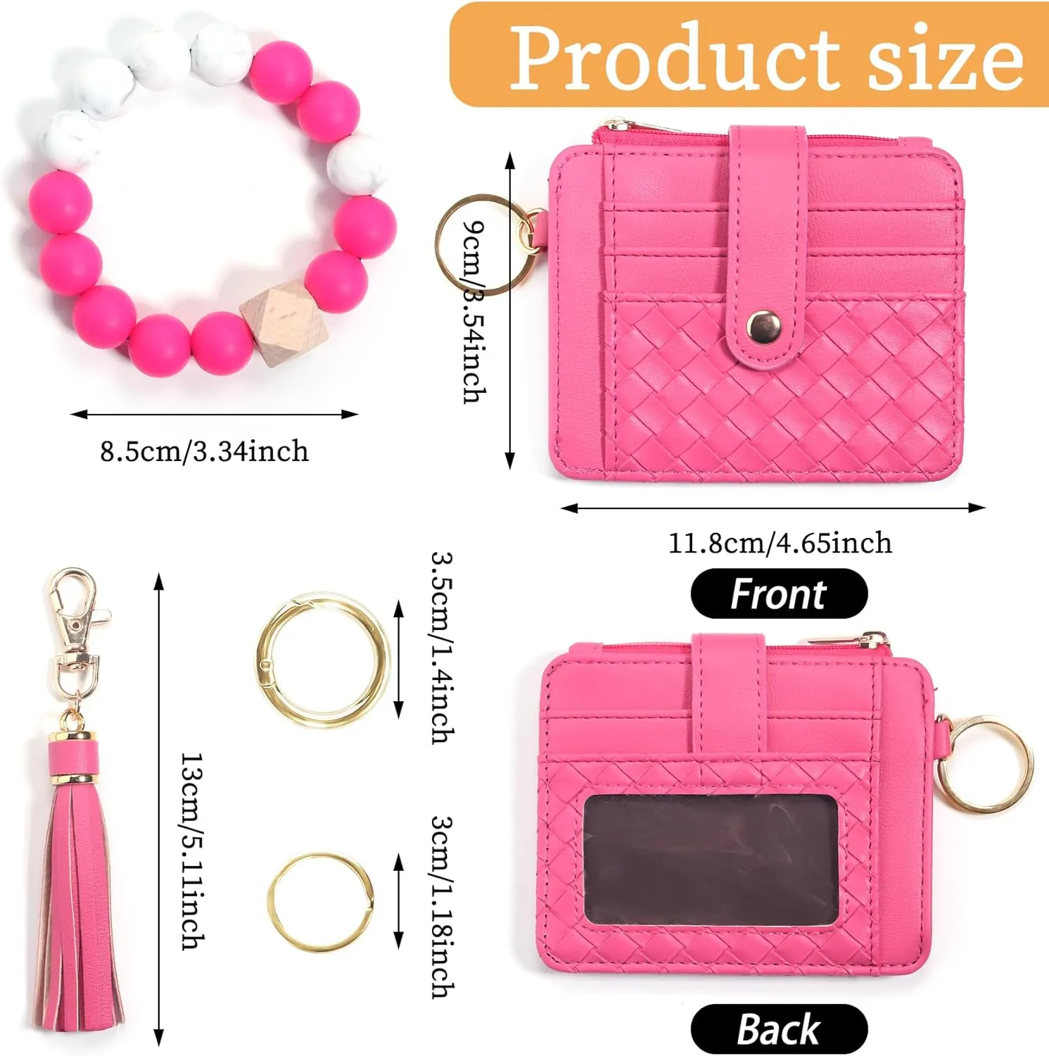 Wristlet Keychain Bracelet with Card Cases Pocket Wallet Credit Card Holder Purse Tassel Keychain for Women