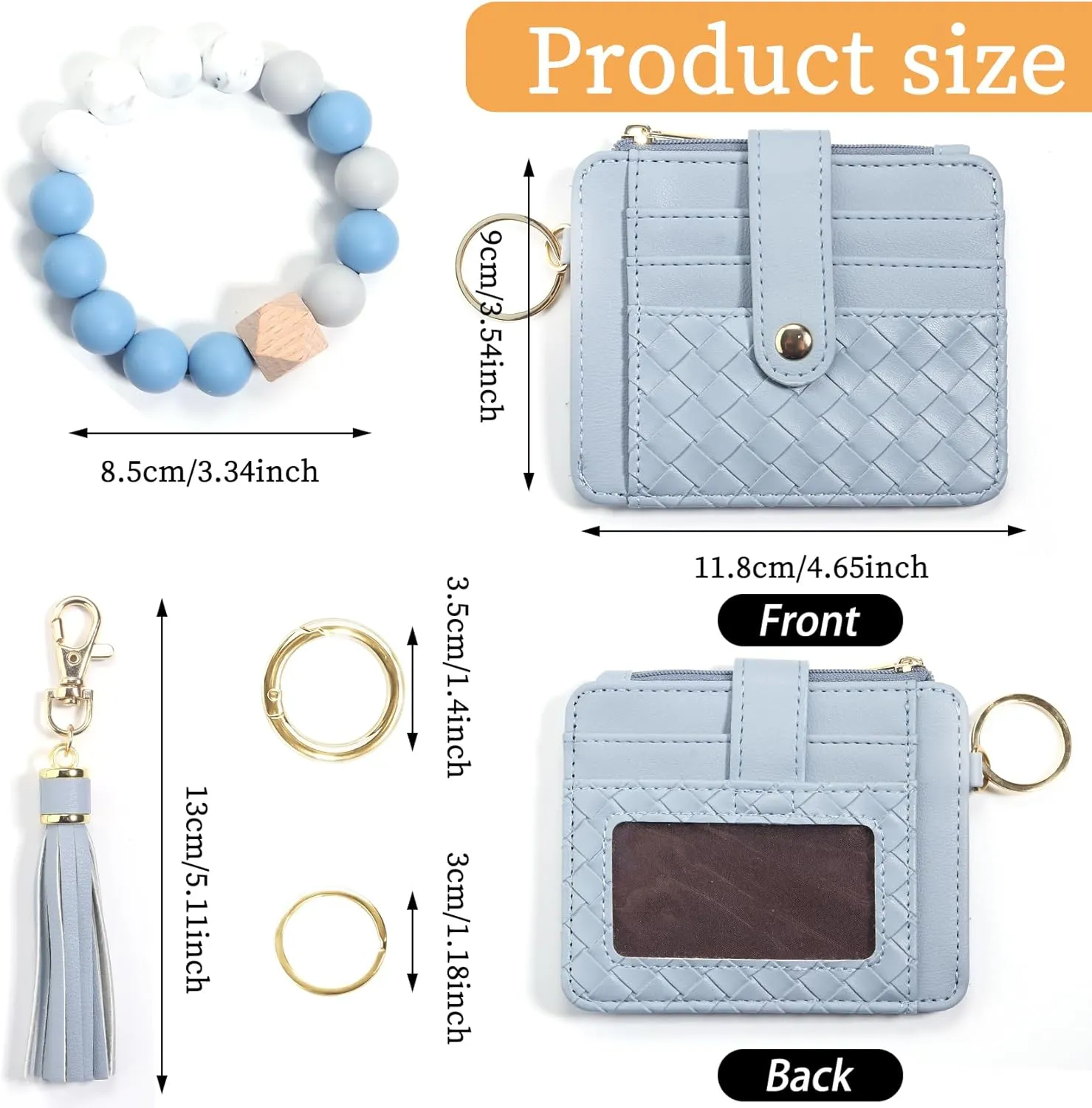 Wristlet Keychain Bracelet with Card Cases Pocket Wallet Credit Card Holder Purse Tassel Keychain for Women