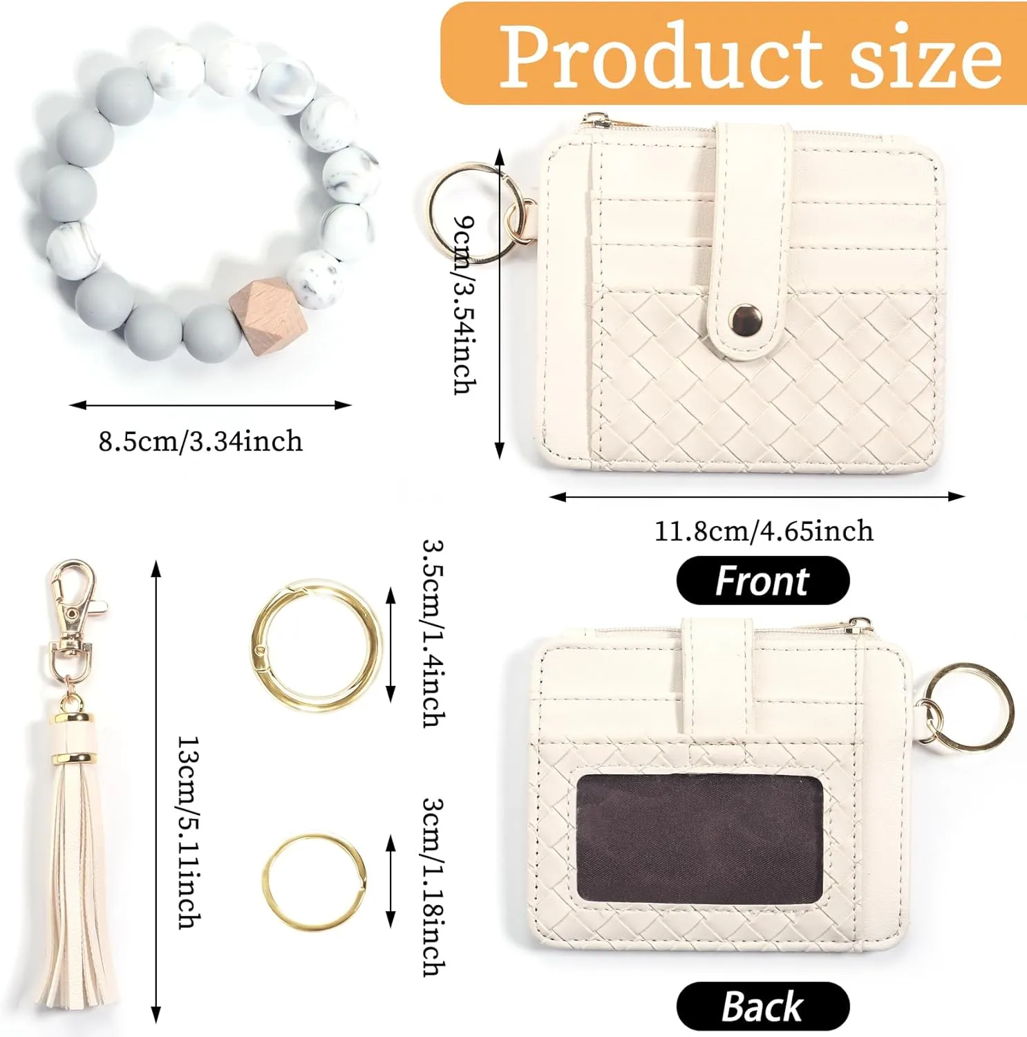 Wristlet Keychain Bracelet with Card Cases Pocket Wallet Credit Card Holder Purse Tassel Keychain for Women