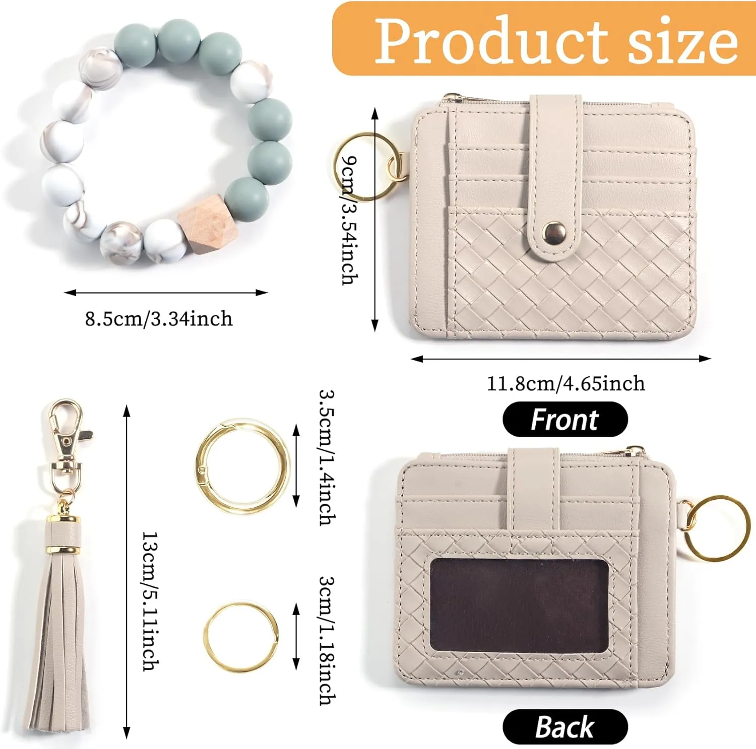 Wristlet Keychain Bracelet with Card Cases Pocket Wallet Credit Card Holder Purse Tassel Keychain for Women