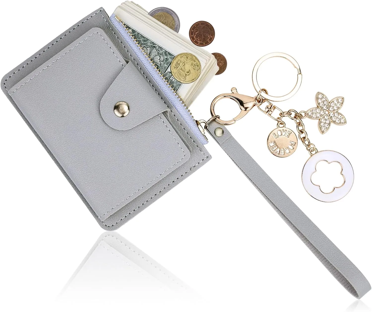 Wristlet Wallet Bracelet Keychain Credit Card Holder Silicone Bead Tassel Keychain Bangle Key Ring for Women
