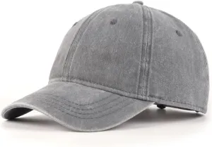 XXL Oversize Washed Denim Baseball Cap,Low Profile Jean Sports Cap for Big Heads 23.5"-25.5",Large Pigment Dyed Dad Hat