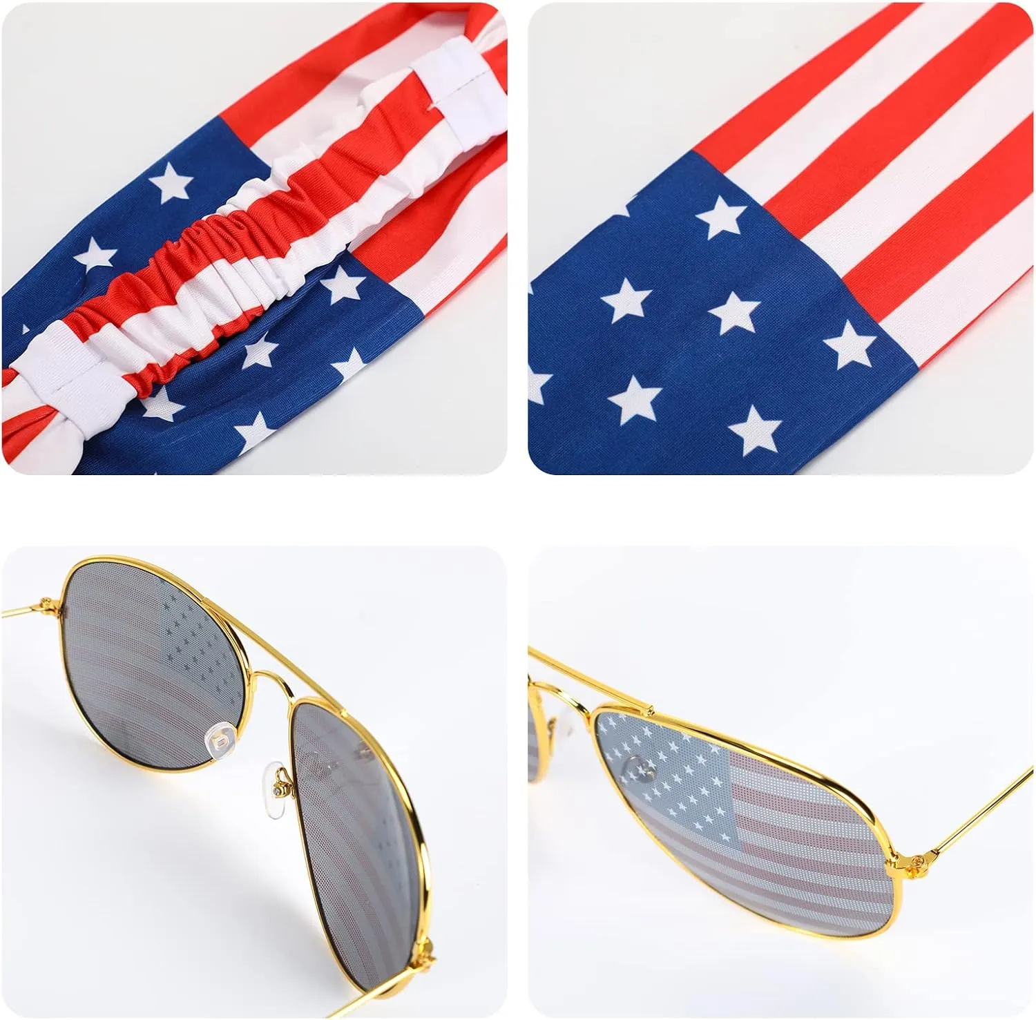 Yahenda 4th of July Shorts Mens USA American Flag Shorts Mens Swim Trunks with Headband Sunglasses Red Blue White Pants