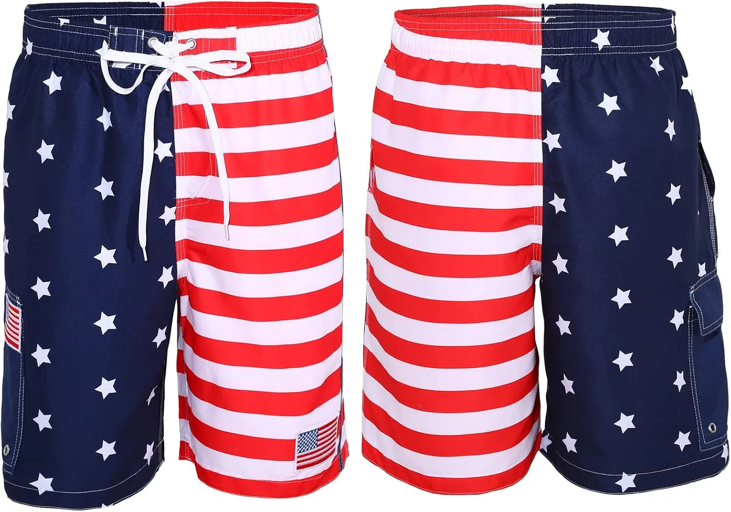 Yahenda 4th of July Shorts Mens USA American Flag Shorts Mens Swim Trunks with Headband Sunglasses Red Blue White Pants