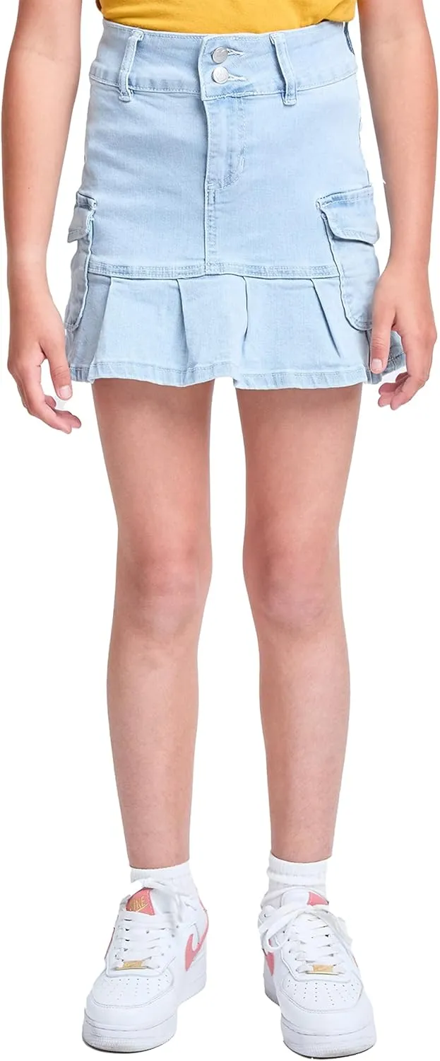 YMI Girls Cargo Pleated Denim Mini Skirt