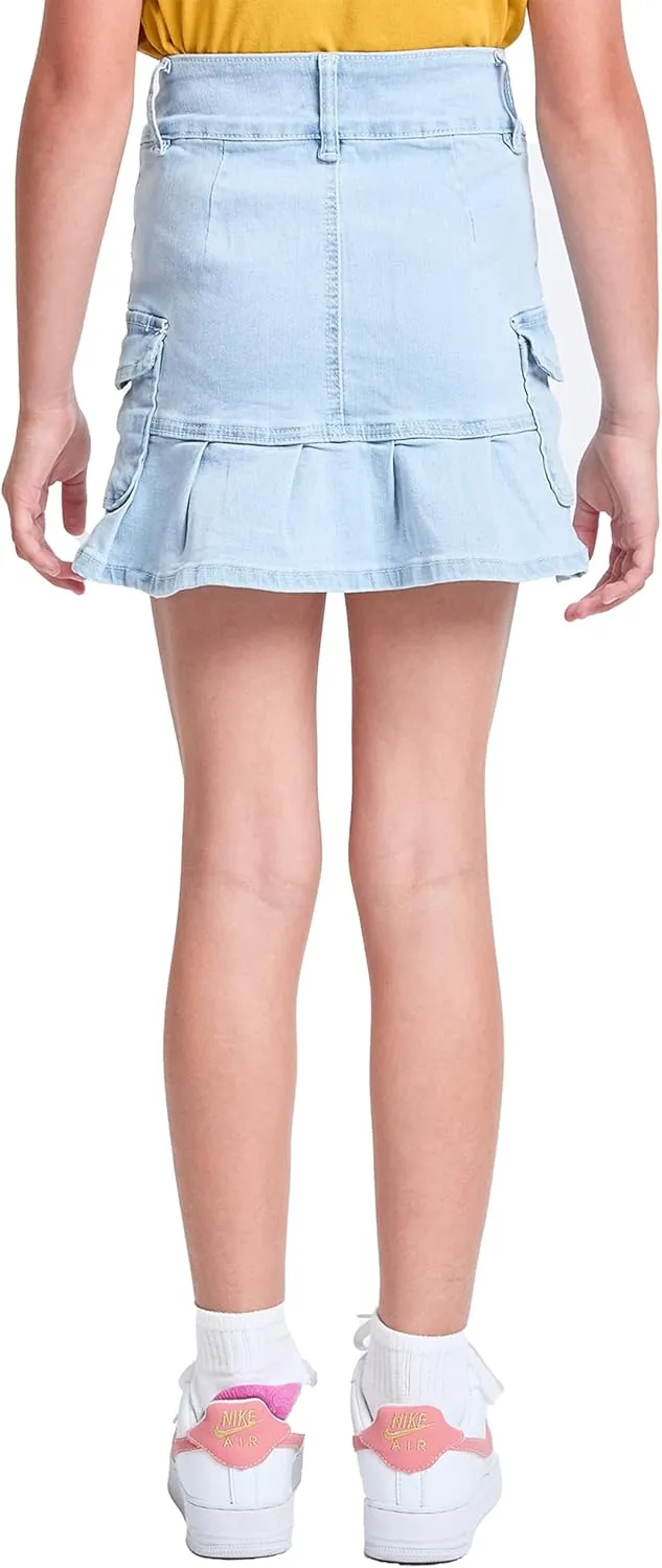 YMI Girls Cargo Pleated Denim Mini Skirt