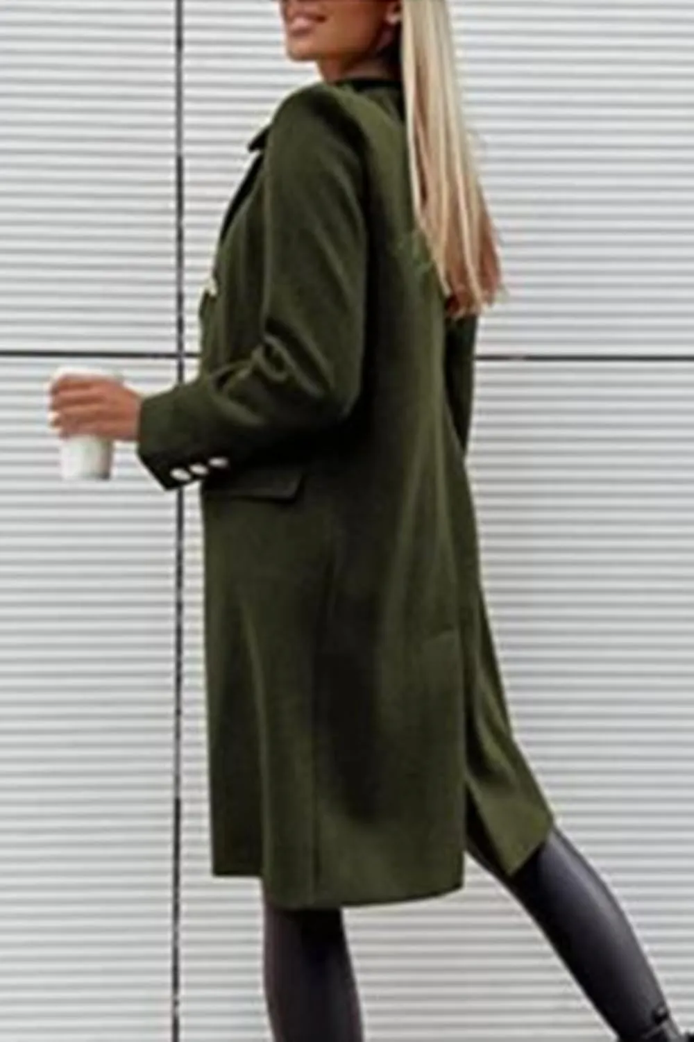 yoeasy Womens Winter Double Breasted Midi Long Wool Pea Coat Notch Lapel Casual Overcoat Trench Coat