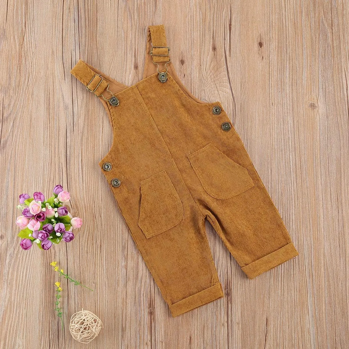 YOKJZJD Newborn Infant Baby Boy Girl Fall Winter Suspender Pants Overalls Corduroy Bib Pants Trousers with Pockets