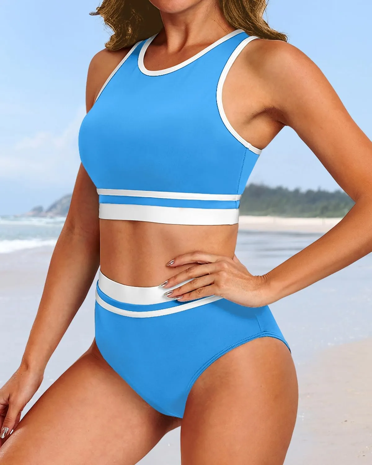 Yonique Women Sport Bikini Set for Teen Juniors Two Piece Swimsuit High Waisted Bathing Suit