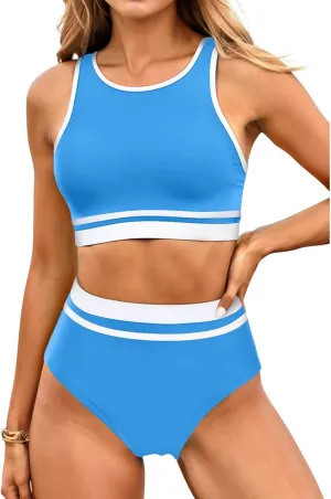 Yonique Women Sport Bikini Set for Teen Juniors Two Piece Swimsuit High Waisted Bathing Suit