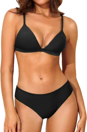 Yonique Women Two Piece Triangle Bikini Set Bathing Suit Sexy Swimsuit Full Coverage Bottom