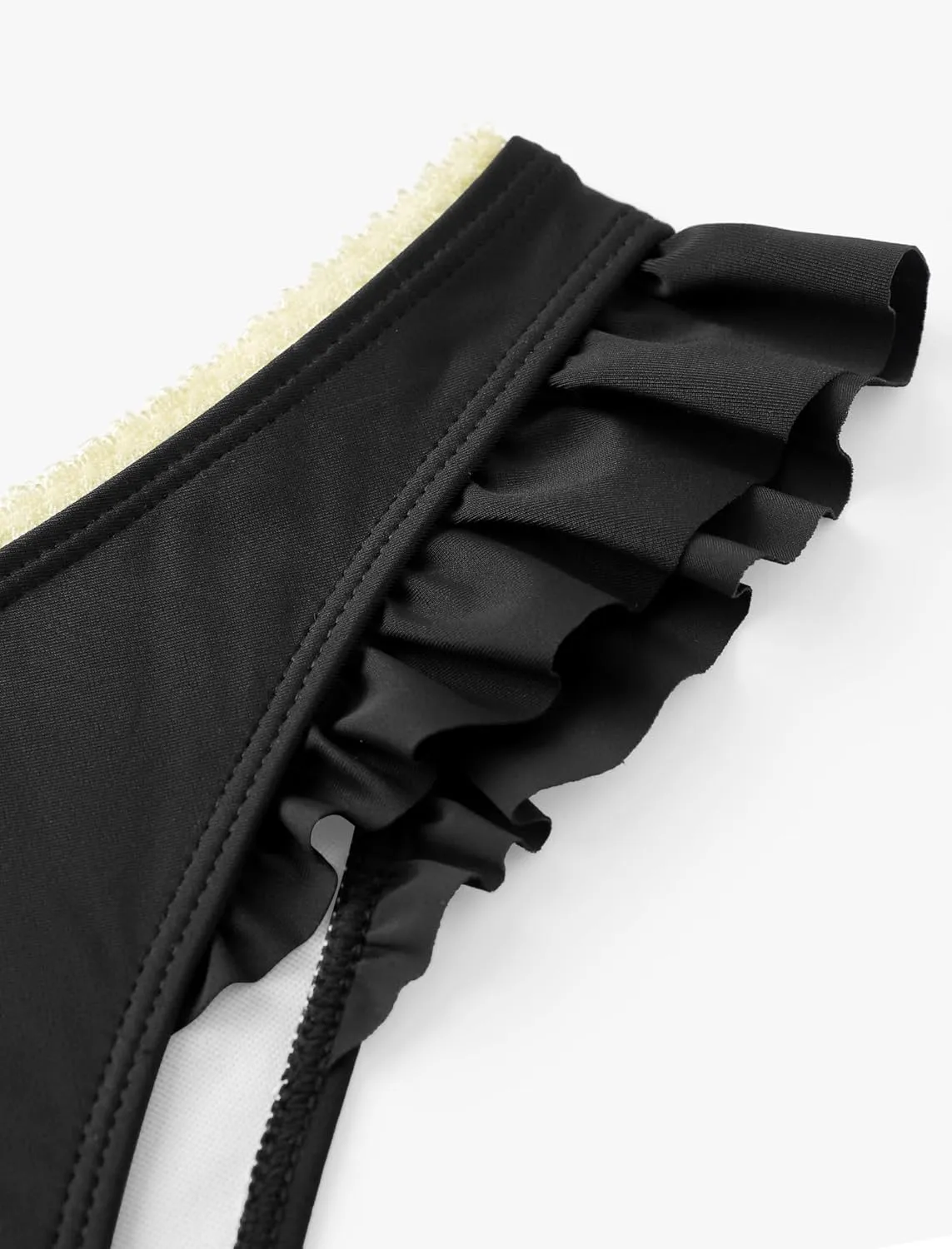 ZAFUL Bikini Sets for Women Triangle Bow Decor Ruffle Straps Lace up Swimsuit 2 Pieces High Cut Bathing Suits