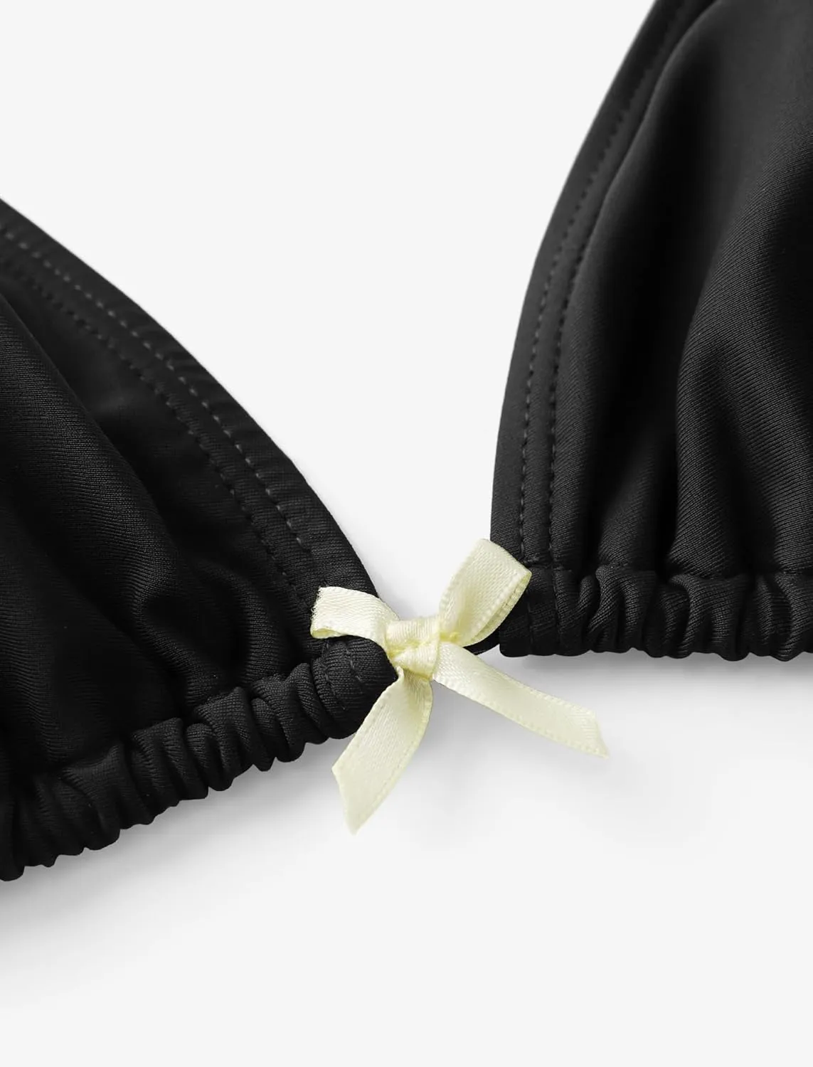 ZAFUL Bikini Sets for Women Triangle Bow Decor Ruffle Straps Lace up Swimsuit 2 Pieces High Cut Bathing Suits