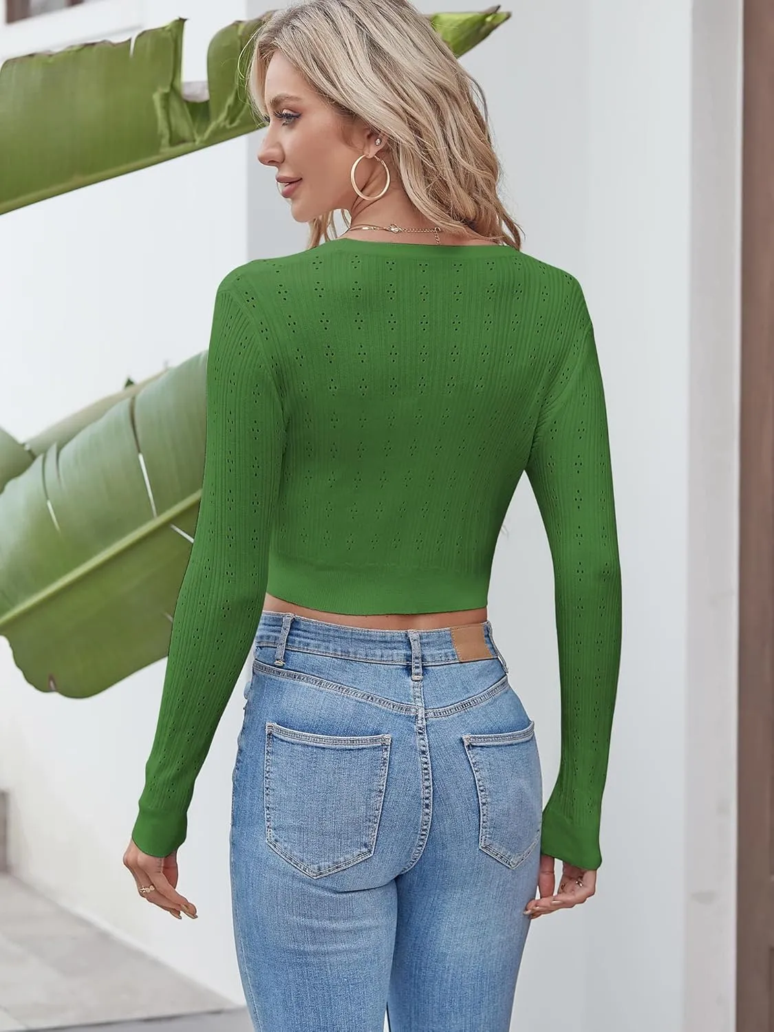 ZAFUL Women's Cropped Bolero Long Sleeve Knit Cardigan V Neck Button Down Shurg for Dress