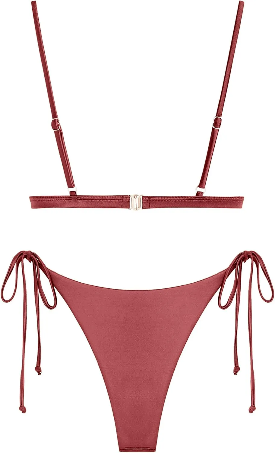 ZAFUL Women's Shiny Silky Bikini Sets Sexy Triangle Two Piece Swimsuit 2024 Tie Side Thong High Cut Cheeky Bathing Suit