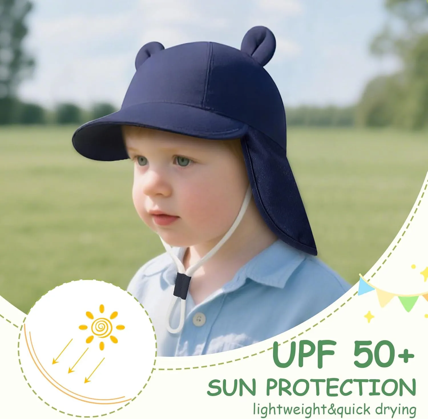 Zando Baby Sun Hat with Neck Flap UPF50  Sun Protection Hats for Babies Toddlers Infant Sun Hat for Baby Beach Swim 0-4
