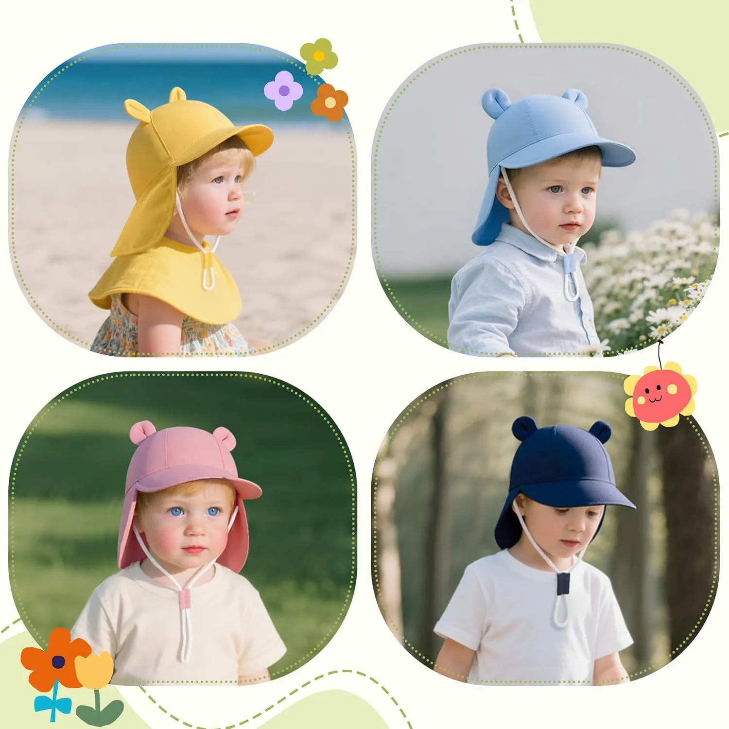 Zando Baby Sun Hat with Neck Flap UPF50  Sun Protection Hats for Babies Toddlers Infant Sun Hat for Baby Beach Swim 0-4