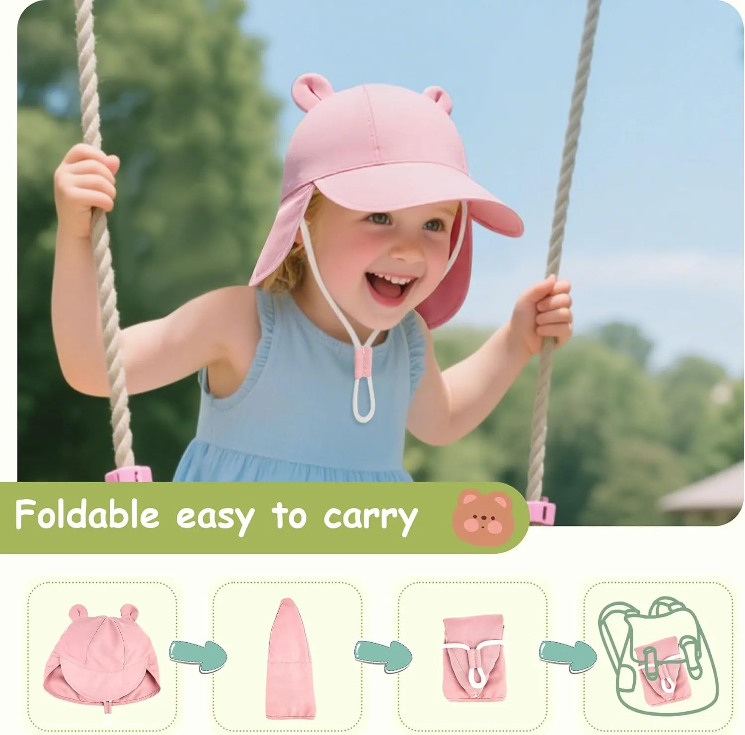 Zando Baby Sun Hat with Neck Flap UPF50  Sun Protection Hats for Babies Toddlers Infant Sun Hat for Baby Beach Swim 0-4