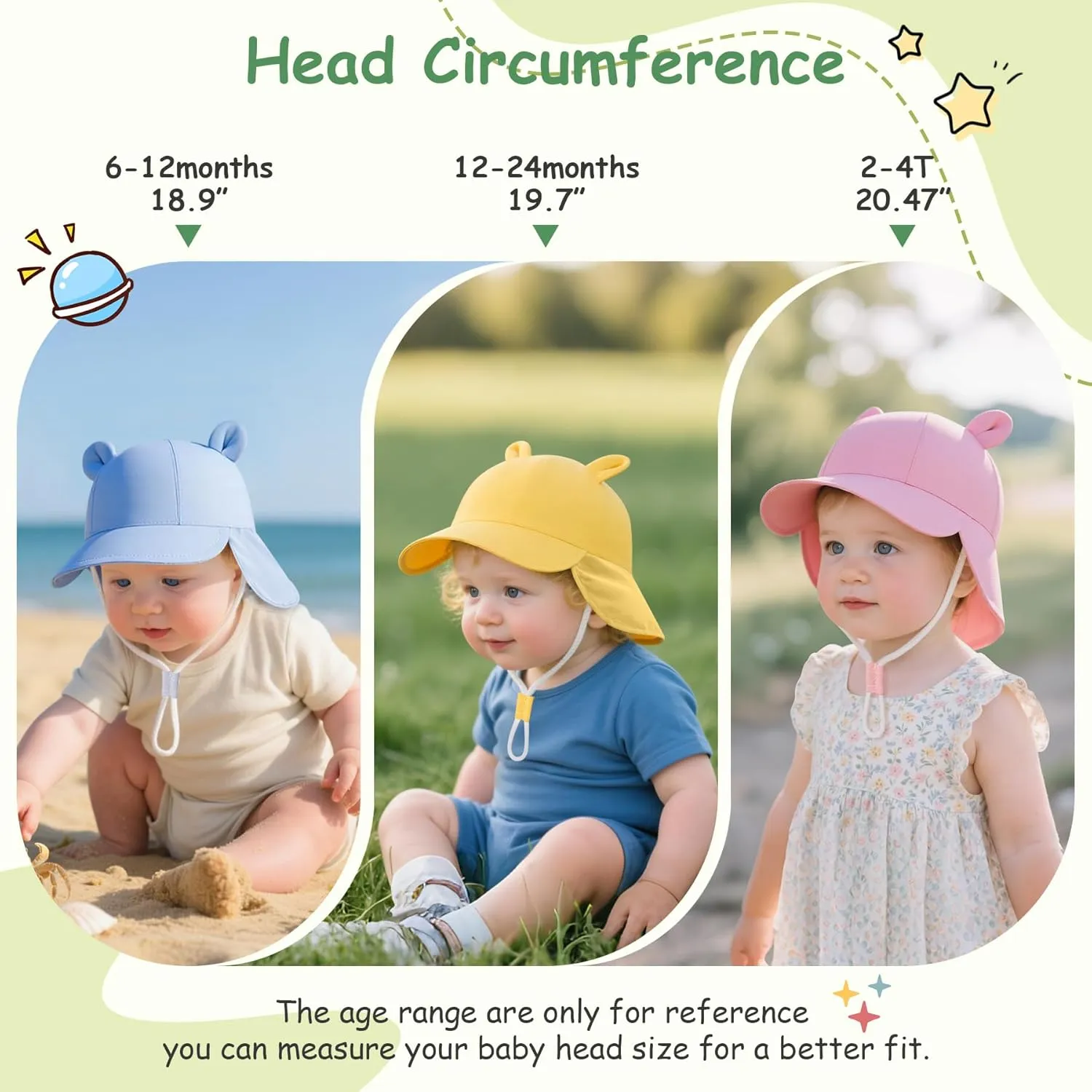 Zando Baby Sun Hat with Neck Flap UPF50  Sun Protection Hats for Babies Toddlers Infant Sun Hat for Baby Beach Swim 0-4