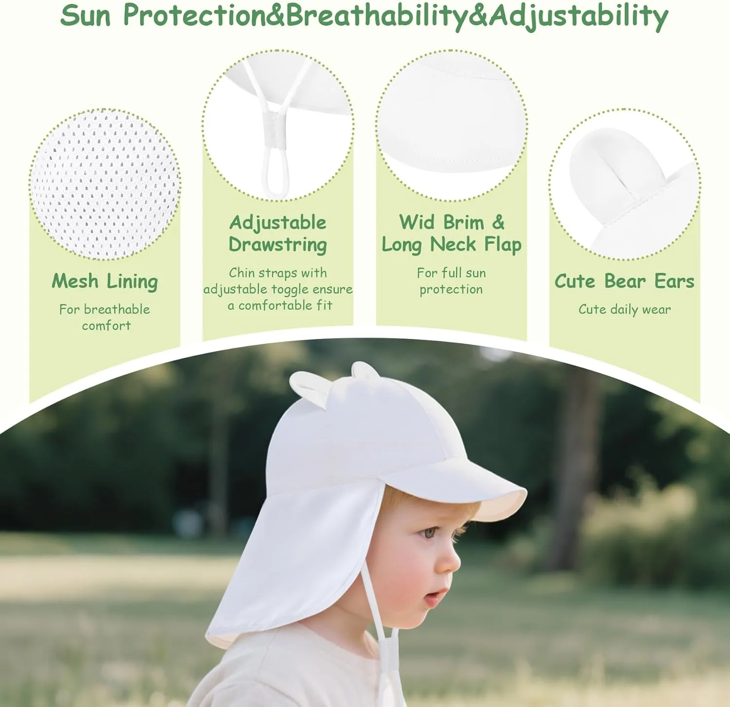 Zando Baby Sun Hat with Neck Flap UPF50  Sun Protection Hats for Babies Toddlers Infant Sun Hat for Baby Beach Swim 0-4