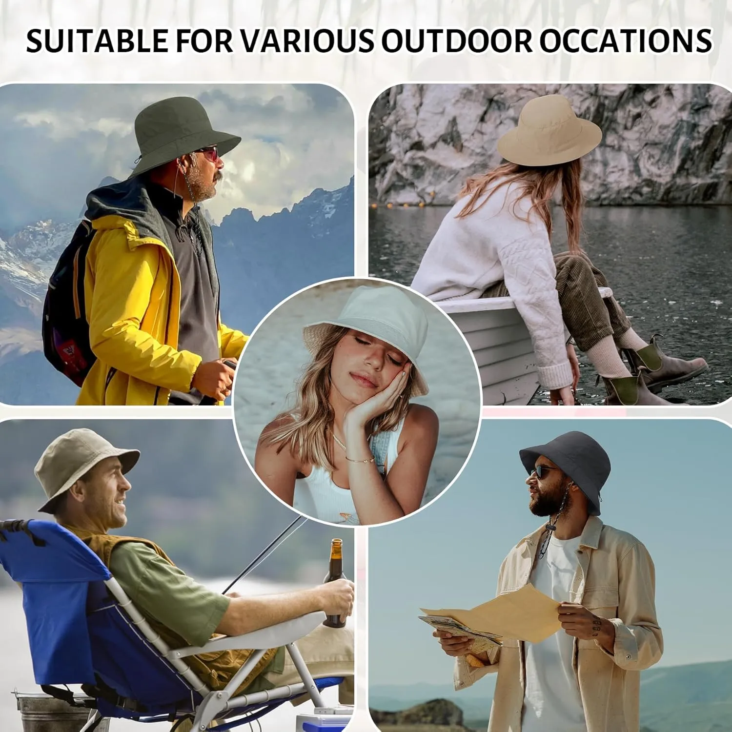 Zando Waterproof Bucket Hat for Woman Men Rain Hat UPF 50  Sun Hats for Women Packable Outdoor Hiking Safari Fishing Hat