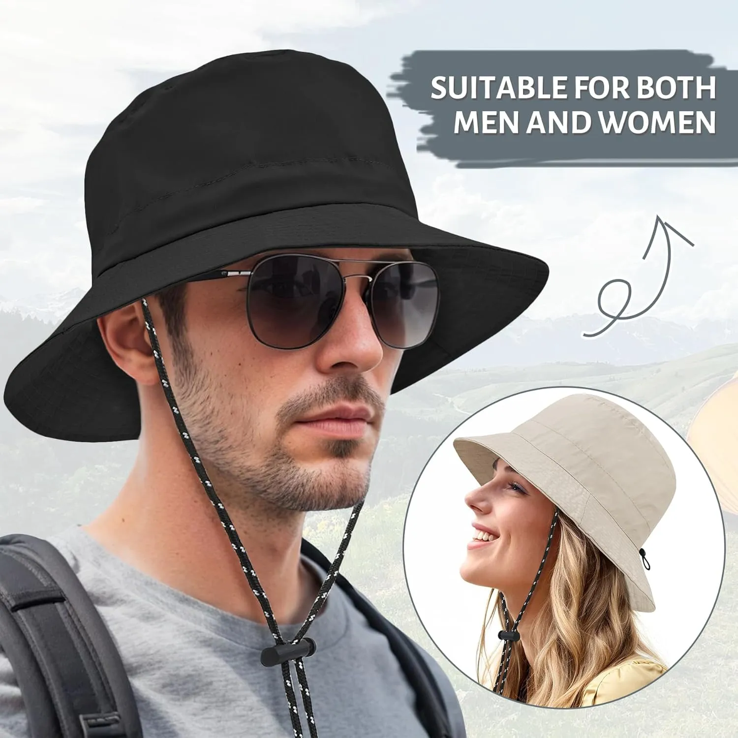 Zando Waterproof Bucket Hat for Woman Men Rain Hat UPF 50  Sun Hats for Women Packable Outdoor Hiking Safari Fishing Hat