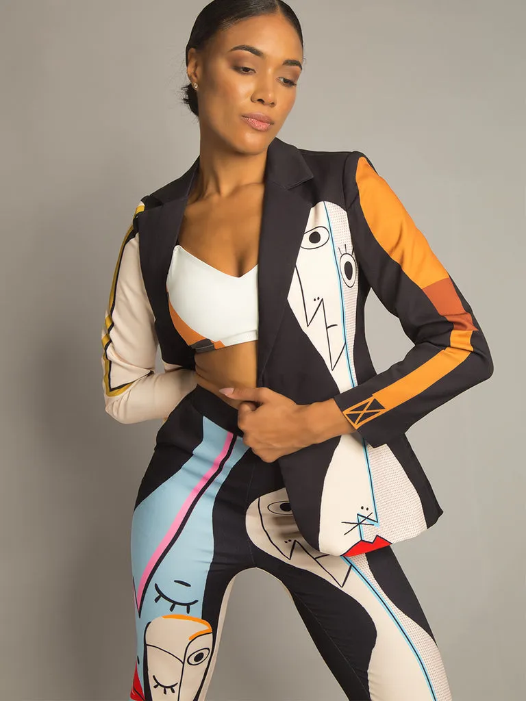 ZCrave Art Gallery Suit Blazer and Matching Pant Set in Black