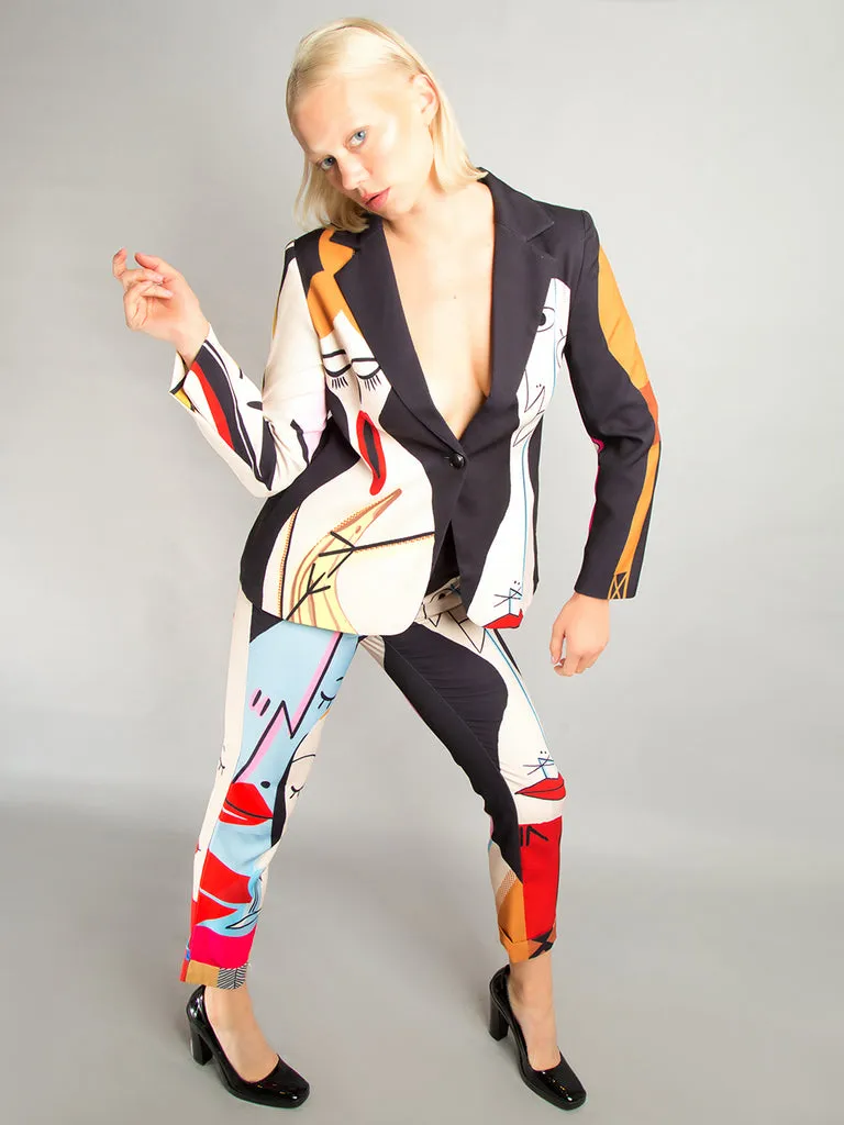 ZCrave Art Gallery Suit Blazer and Matching Pant Set in Black