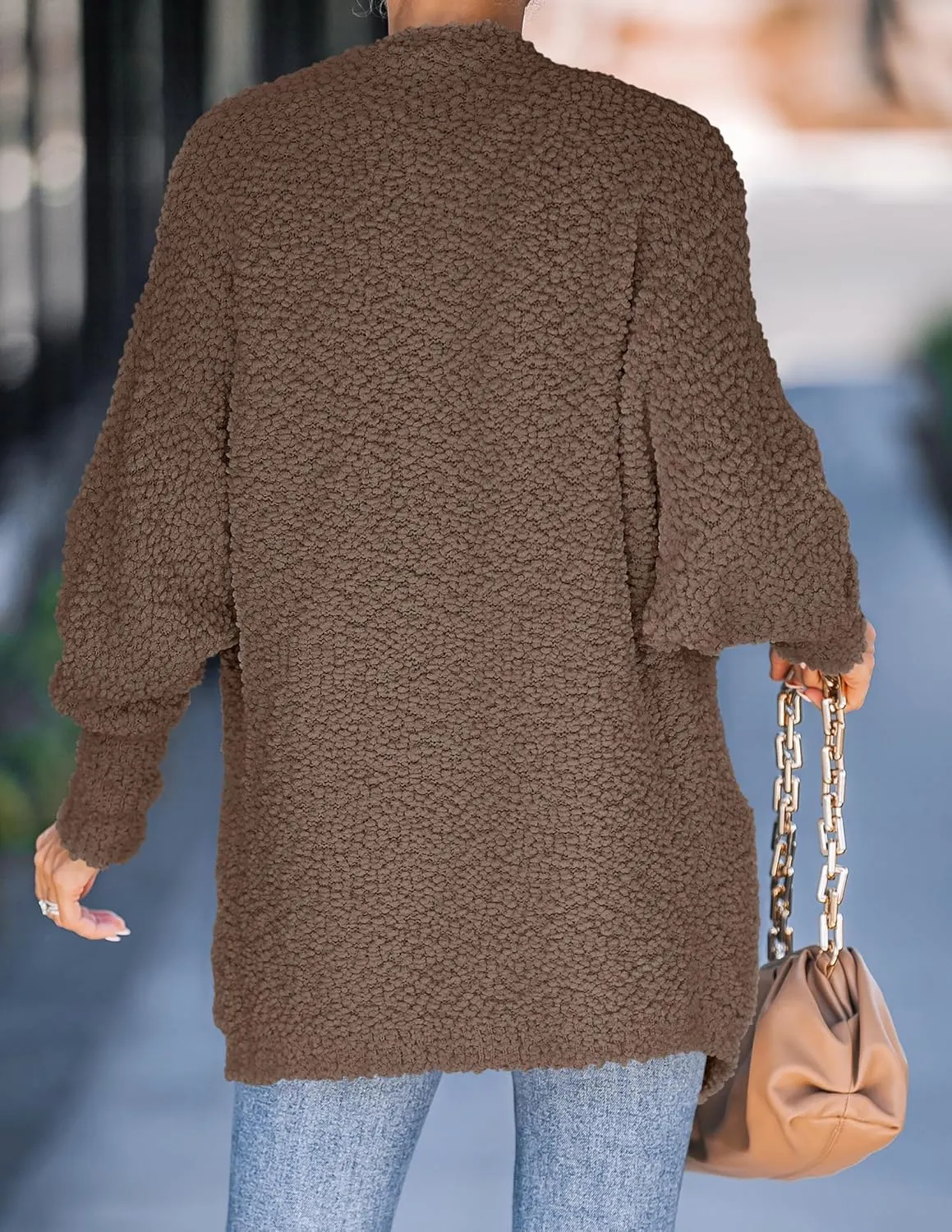ZESICA Women's Fall Winter Popcorn Long Sleeve Open Front Chunky Knit Oversized Cardigan Sweater Coat