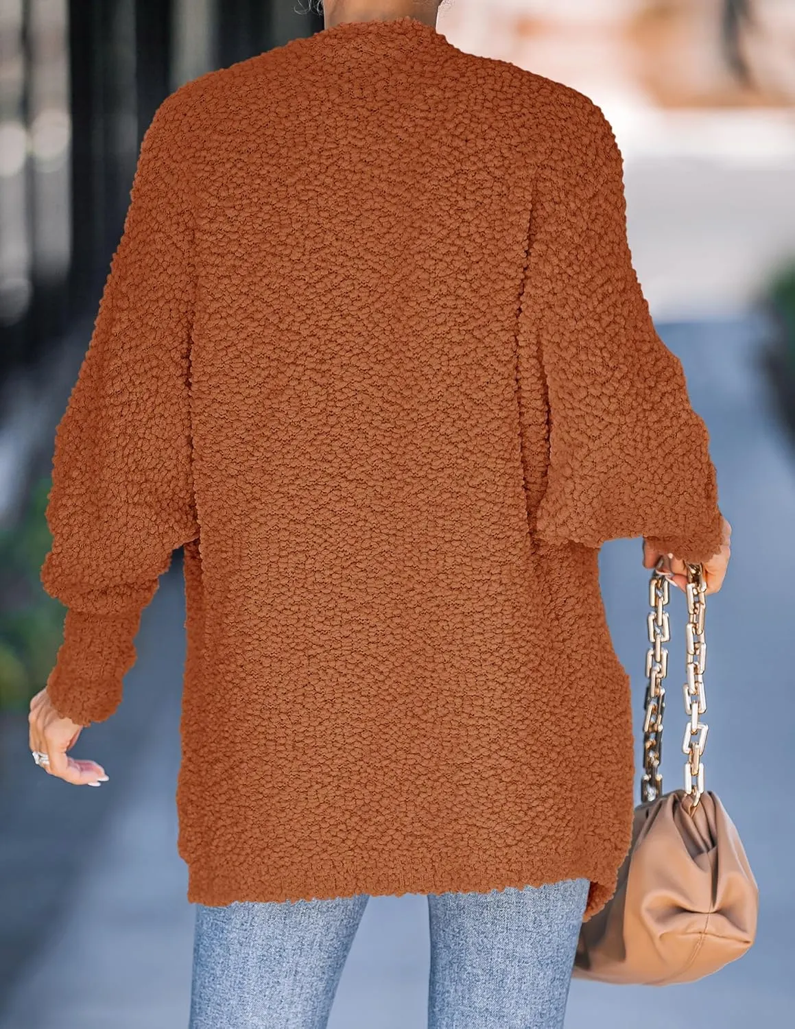 ZESICA Women's Fall Winter Popcorn Long Sleeve Open Front Chunky Knit Oversized Cardigan Sweater Coat