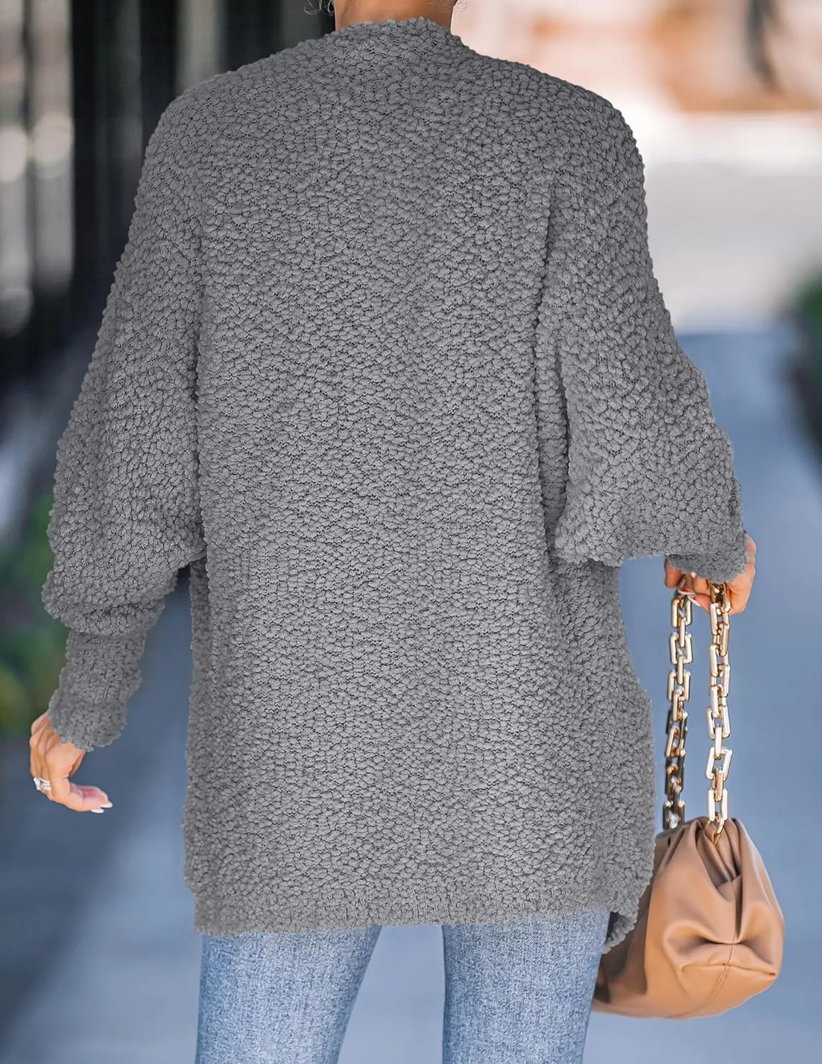 ZESICA Women's Fall Winter Popcorn Long Sleeve Open Front Chunky Knit Oversized Cardigan Sweater Coat