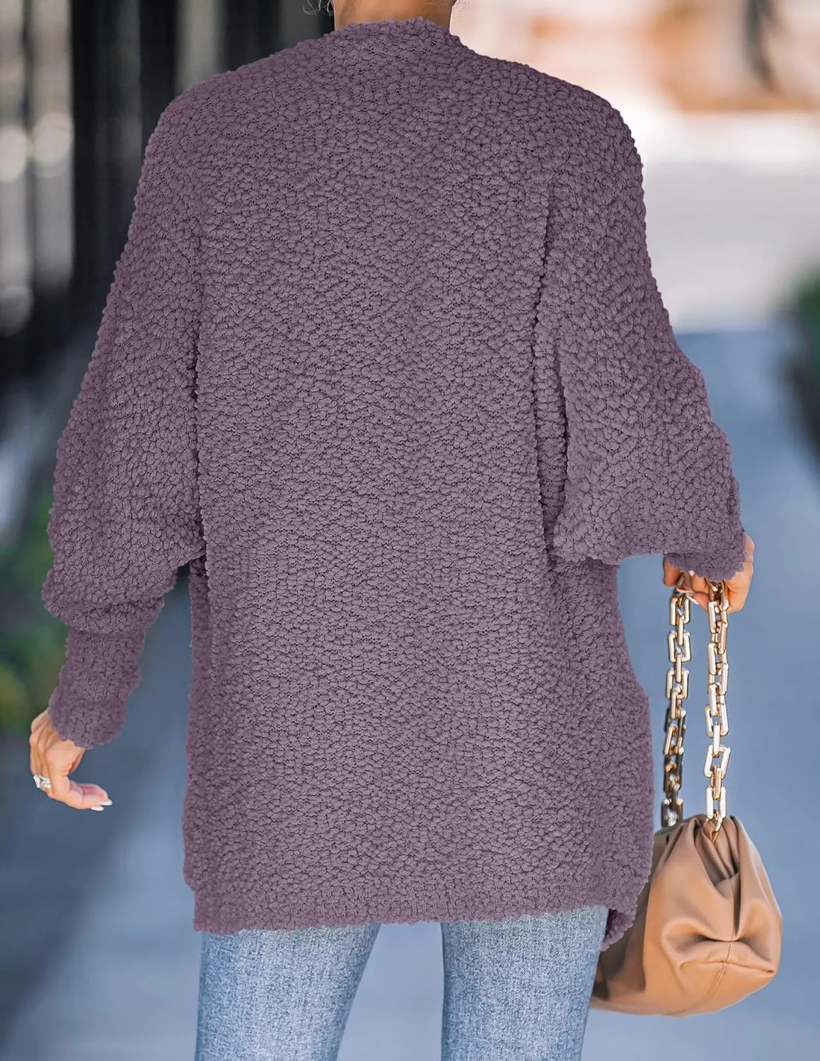 ZESICA Women's Fall Winter Popcorn Long Sleeve Open Front Chunky Knit Oversized Cardigan Sweater Coat