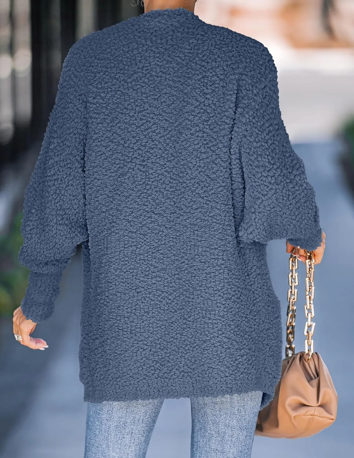 ZESICA Women's Fall Winter Popcorn Long Sleeve Open Front Chunky Knit Oversized Cardigan Sweater Coat