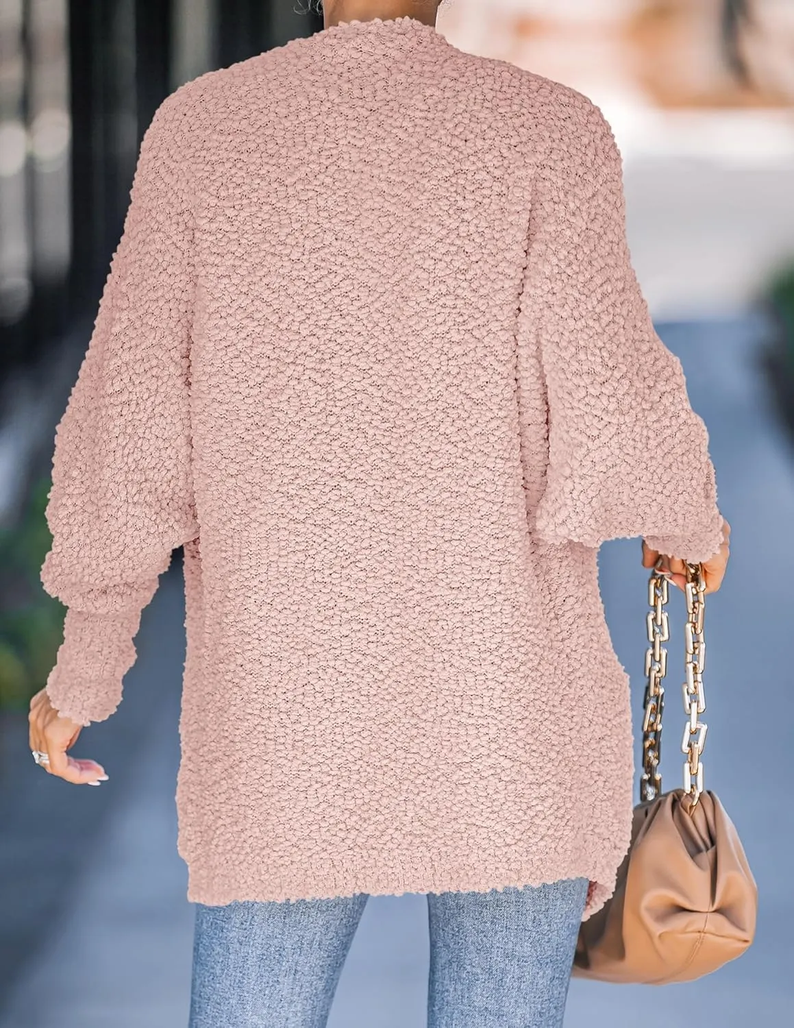 ZESICA Women's Fall Winter Popcorn Long Sleeve Open Front Chunky Knit Oversized Cardigan Sweater Coat