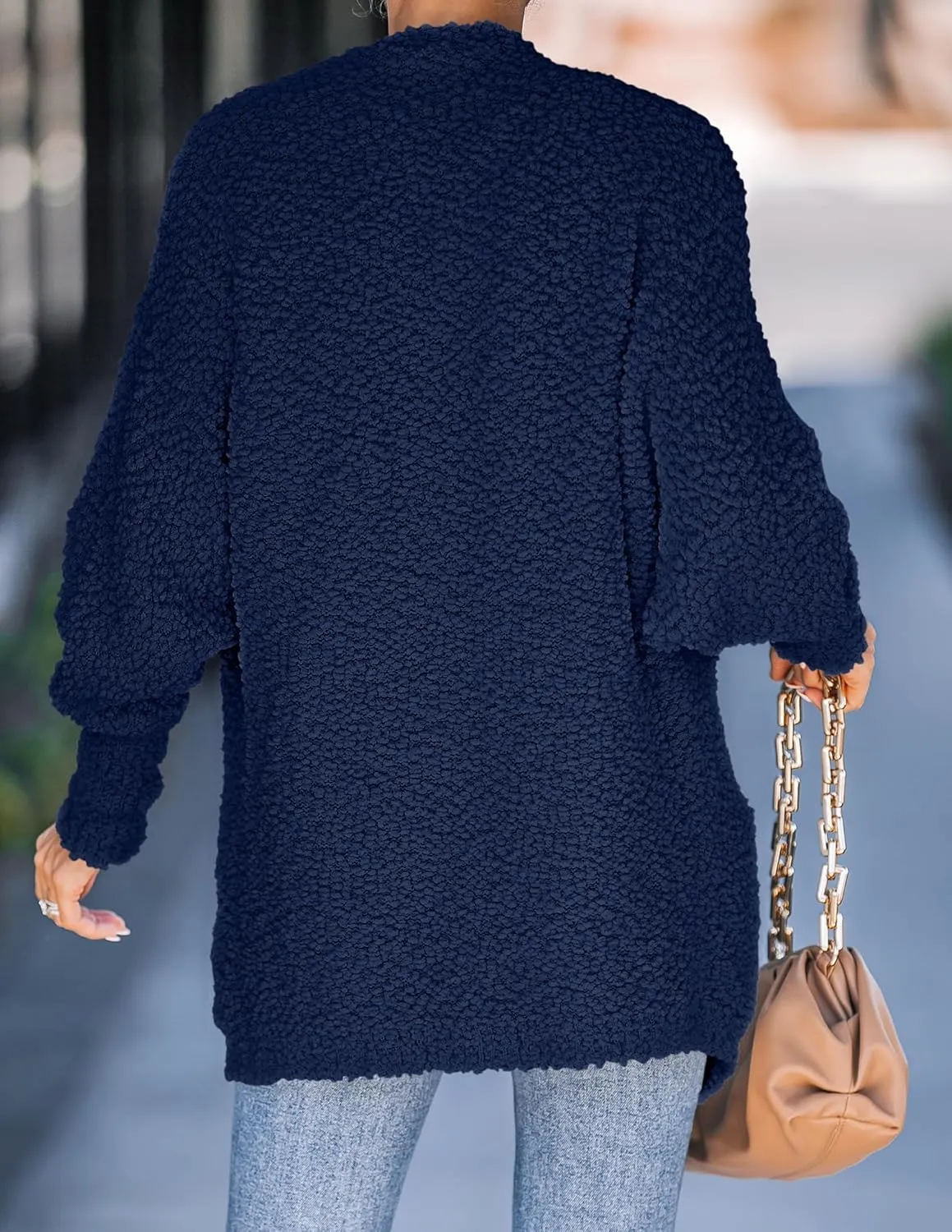 ZESICA Women's Fall Winter Popcorn Long Sleeve Open Front Chunky Knit Oversized Cardigan Sweater Coat