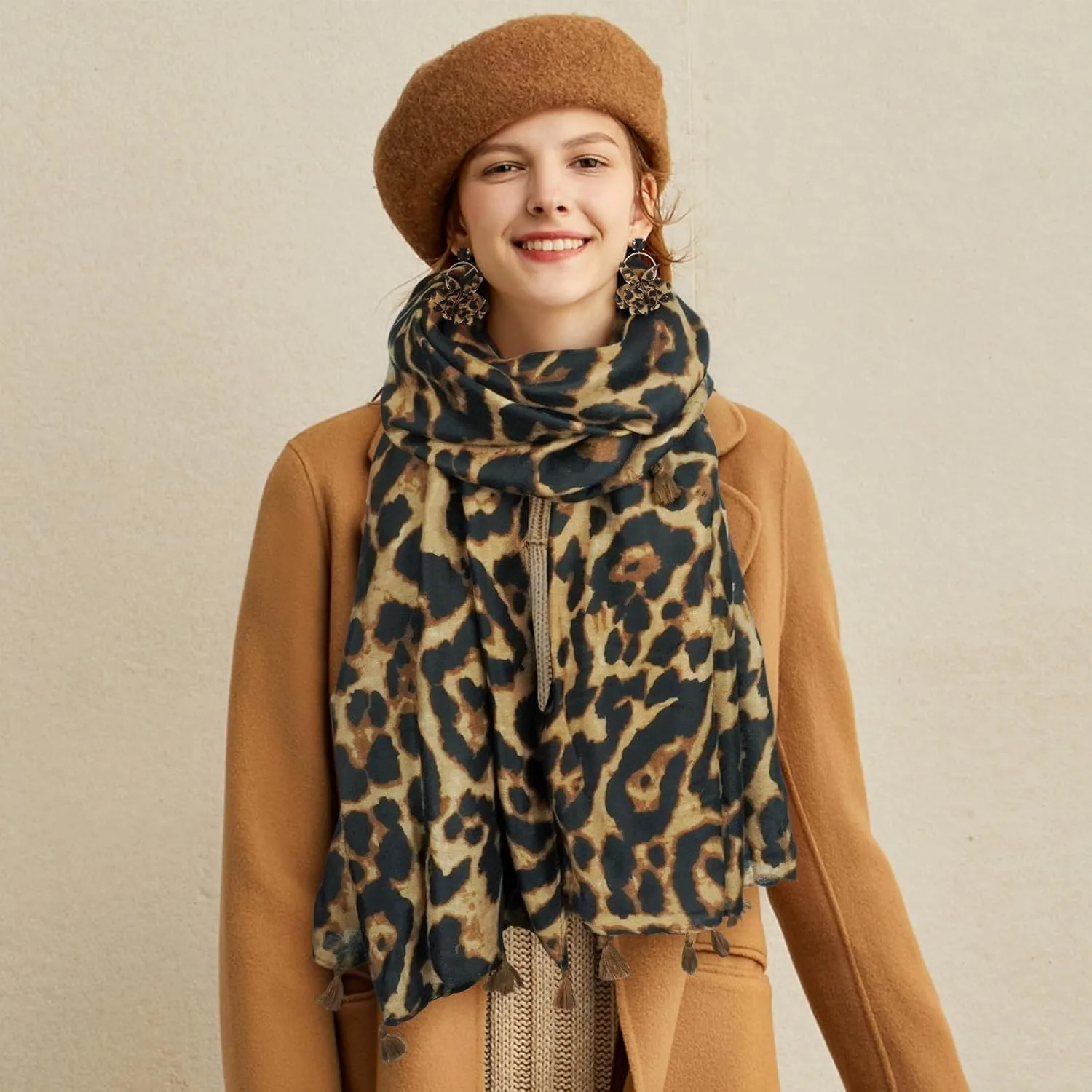 zhxinashu Boho Scarf for Women Soft Elegant Shawl Wraps Scarves with Bracelet Earrings
