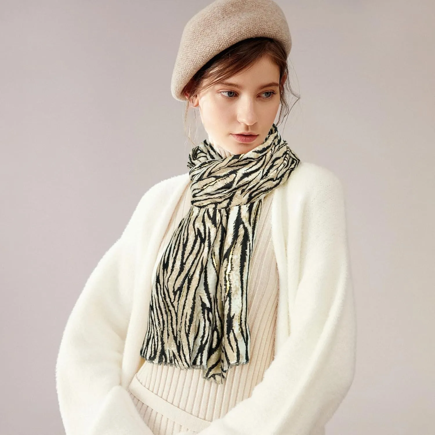 zhxinashu Boho Scarf for Women Soft Elegant Shawl Wraps Scarves with Bracelet Earrings