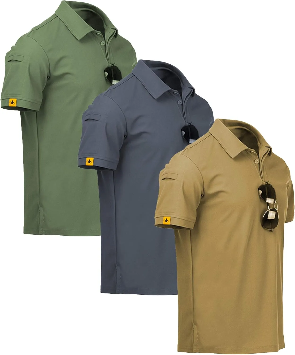 ZITY 3 Pack Mens Polo Shirt Short Sleeve Sports Performance Business Casual Golf Shirts for Men Collared Tactical T-Shirts